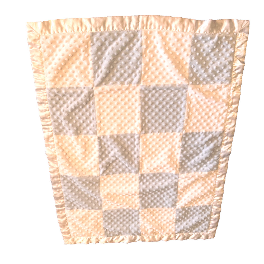 Child of Mine Carter's Baby Silky Satin Blanket 30" Blue White Patchwork